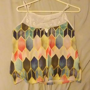 This is a medium size, multicolor tank top